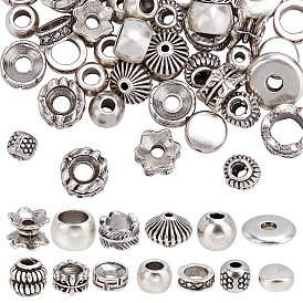 52Pcs 13 Styles Tibetan Style Alloy Beads, Cadmium Free & Nickel Free & Lead Free, Mixed Shapes