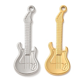 Ion Plating(IP) 304 Stainless Steel Pendants, Guitar Charm