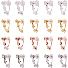 Brass Clip-on Earring Findings with Plastic Ear Clip pad, Anti-pain