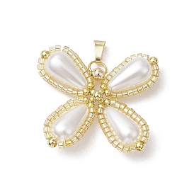 Подвески-бабочки из стеклянного бисера, с акриловым жемчуг имитация