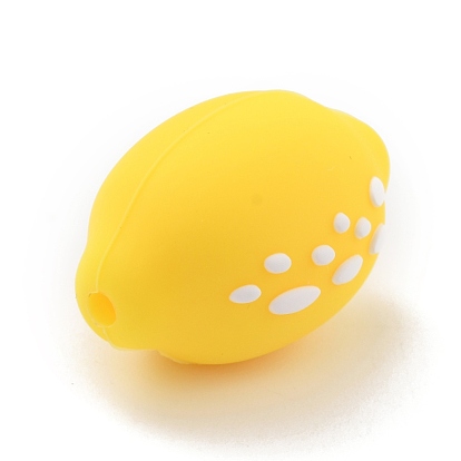 Food Grade Eco-Friendly Silicone Focal Beads, Chewing Beads For Teethers, DIY Nursing Necklaces Making, Lemon