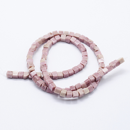 Natural Rhodonite Beads Strands, Cube