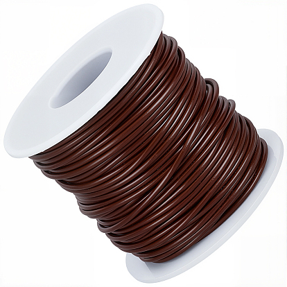 25M Round Cowhide Leather Cord, Leather Jewelry Cord, with Plastic Empty Spools and Organza Gift Drawstring Bags