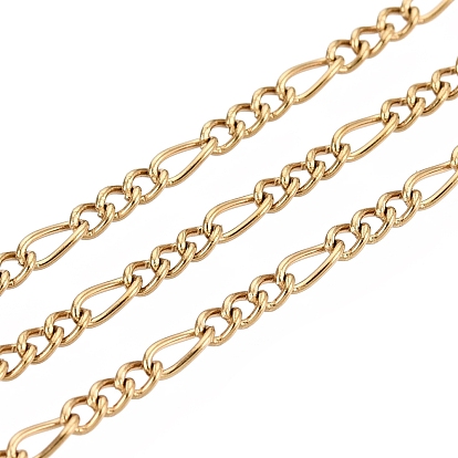304 cadenas figaro acero inoxidable, revestimiento de iones (ip), con carrete, soldada