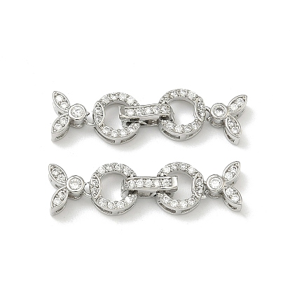 Застежки-клипсы из латуни с микропаве и прозрачными кубическими циркониями, долговечный, стойки покрытие