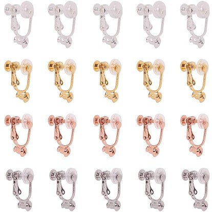 Brass Clip-on Earring Findings with Plastic Ear Clip pad, Anti-pain