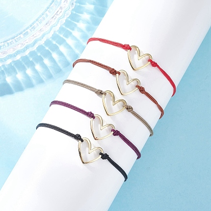 Латунные плетеные браслеты из бисера, регулируемые плетеные браслеты из нейлонового шнура для женщин, сердце