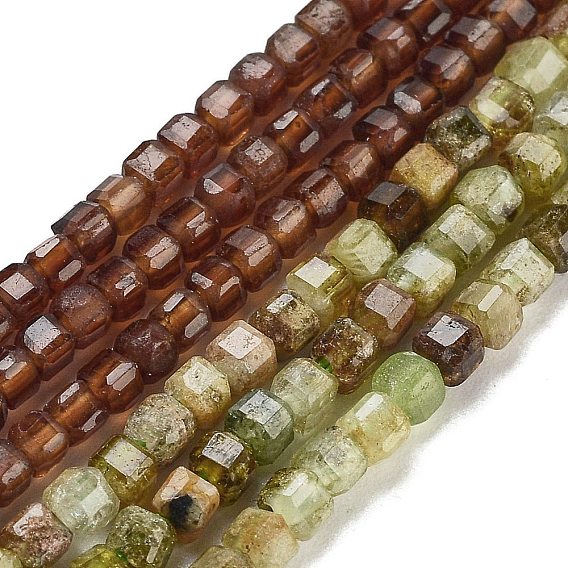 Гранат природный бисер нитей, граненый стол, вырезанный куб