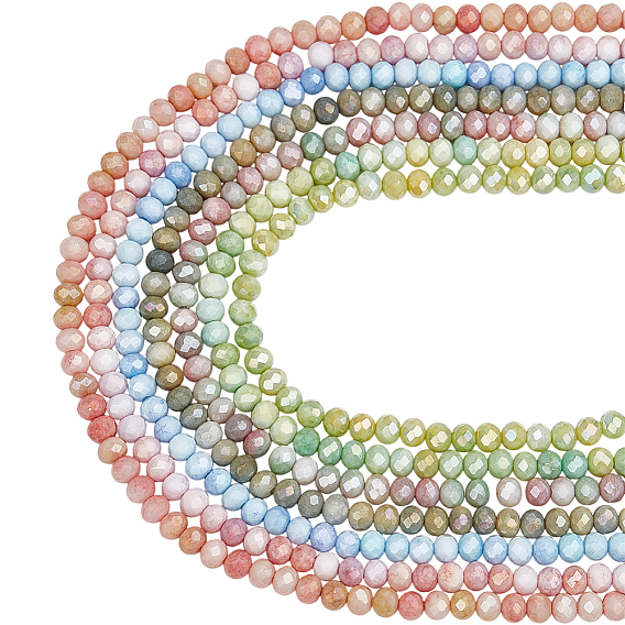 7 нити 7 цвета, эффект омбре, нити из окрашенного стекла, рондель