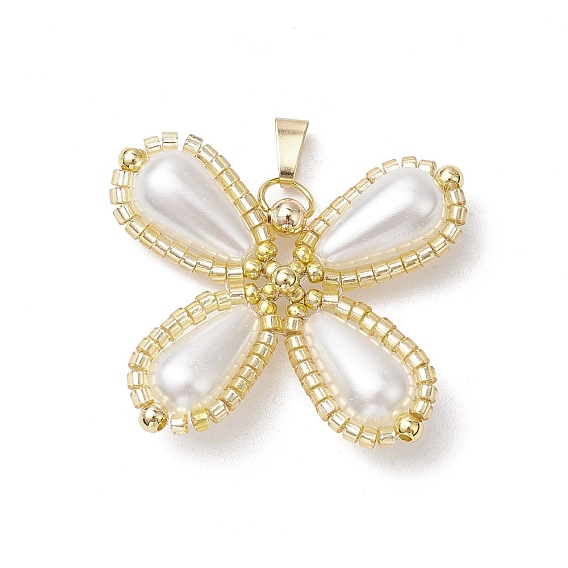 Подвески-бабочки из стеклянного бисера, с акриловым жемчуг имитация