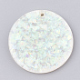 Resin Pendants, with Paillette, Flat Round