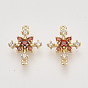 Латунные соединители с кубическим цирконием, реальный 18 k позолоченный, снежинка, без никеля 