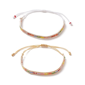 Bracelet fait main en perles de rocaille japonaises tressées, bracelet réglable pour femme