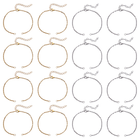 32 шт. 2 цвета 304 изготовление браслета-цепочки из нержавеющей стали, с застежками в виде когтей лобстера и удлинительной цепочкой в форме сердца