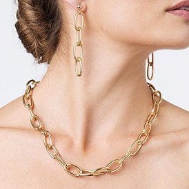 Minimalist Chunky Chain Necklace for Women, Elegant Single Layer Collarbone Lock Pendant