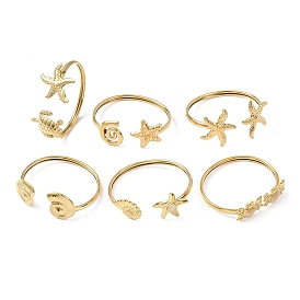 Морская тематика 304 браслеты-манжеты из нержавеющей стали, браслеты на концах для женщин, реальный 18 k позолоченный