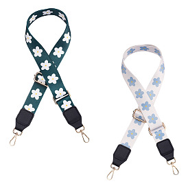 2шт. регулируемые ручки для сумок из полиэстера, с поворотной застежкой из цинкового сплава и пластиком, для аксессуаров для замены сумок, цветочным узором