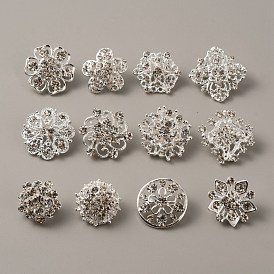 12 pcs 12 broche épingle à nourrice fleur strass style, badges en alliage plaqué argent pour vêtements de sac à dos
