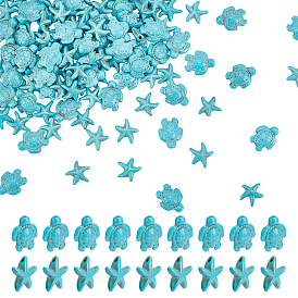 4 нити 2 стиль синтетические бирюзовые бусины нити, окрашенные, морская звезда и черепаха