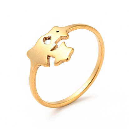 201 Stainless Steel Triple Star Finger Ring for Women