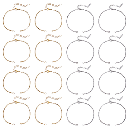 32 шт. 2 цвета 304 изготовление браслета-цепочки из нержавеющей стали, с застежками в виде когтей лобстера и удлинительной цепочкой в форме сердца