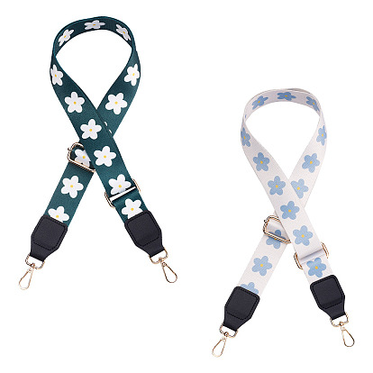 2шт. регулируемые ручки для сумок из полиэстера, с поворотной застежкой из цинкового сплава и пластиком, для аксессуаров для замены сумок, цветочным узором