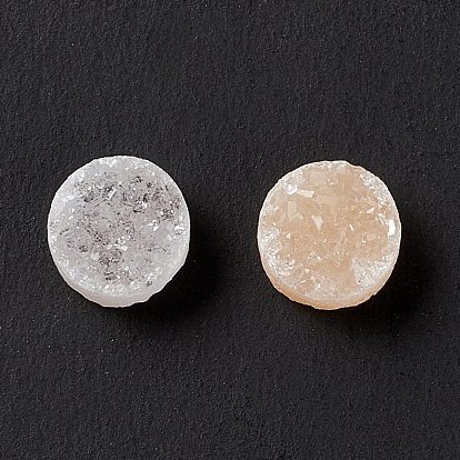 Natural Druzy Agate Cabochons, Flat Round