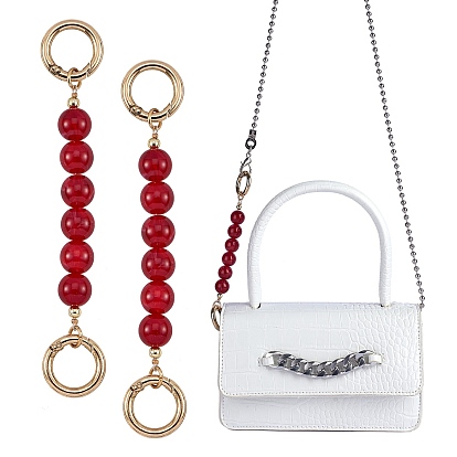 Cadena de extensión de bolsa, con cuentas de perlas de imitación de plástico abs y anillos de resorte de aleación de oro claro, para accesorios de reemplazo de bolsas