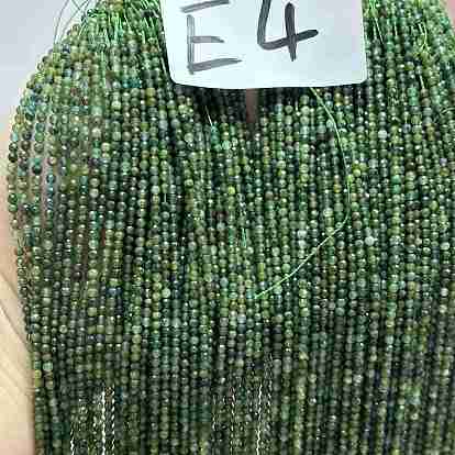 Естественный зеленый Rutilated кварцевые нити бисера, круглые, граненые, класс А