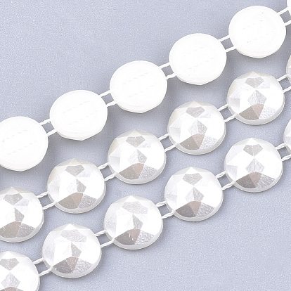 ABS Plastic Imitation Pearl Beaded Trim Garland Strand, Great for Door Curtain, Wedding Decoration DIY Material, Faceted, Half Round