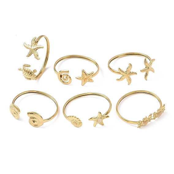 Морская тематика 304 браслеты-манжеты из нержавеющей стали, браслеты на концах для женщин, реальный 18 k позолоченный