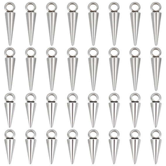 40 шт 2 стиль подвески из нержавеющей стали, шарм конус/шип