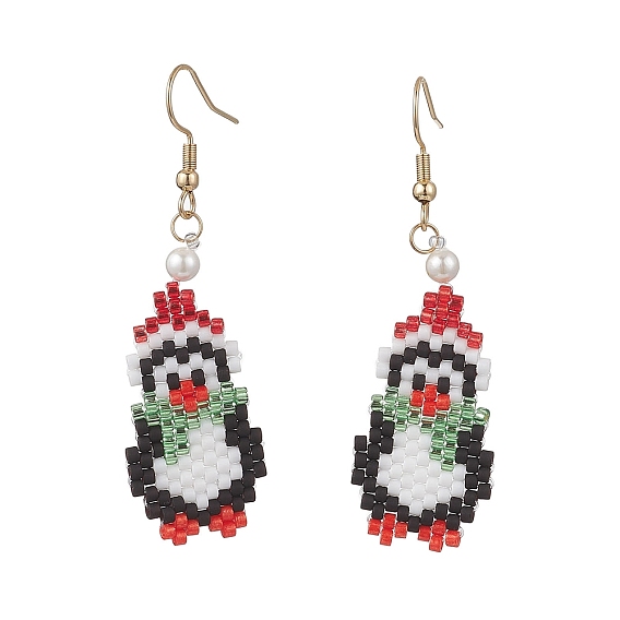 304 серьги-подвески в виде пингвинов из нержавеющей стали, с подвесками из ракушечного жемчуга и стеклянных семян