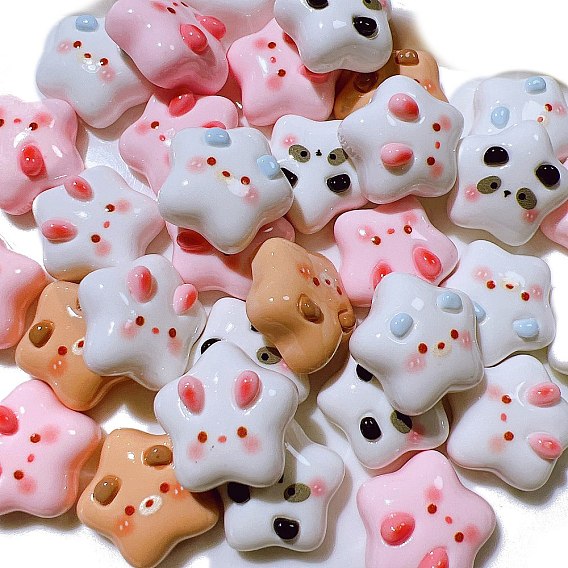 Кабошоны из мультяшной смолы, звезда с лицом животного