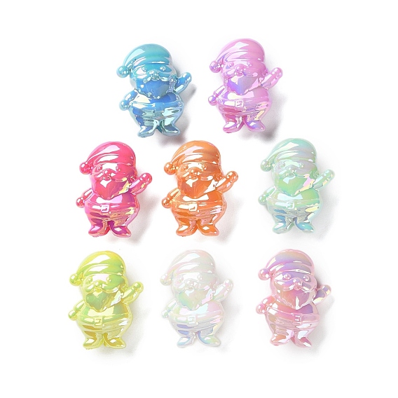 Непрозрачные акриловые бусины с УФ-покрытием, радужный, Дед Мороз