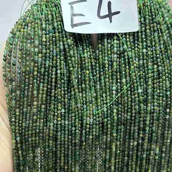 Естественный зеленый Rutilated кварцевые нити бисера, круглые, граненые, класс А