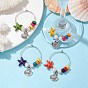 Natural Shell Wine Glass Charms, with Synthetic Turquoise Chips and 316 Surgical Stainless Steel Wine Glass Charms Ring