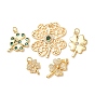 Micro latón allanan colgantes cúbicos del zirconia, encantos trébol, chapado en rack, larga duración plateado, sin plomo y el cadmio, real 18 k chapado en oro