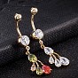 Piercing-Schmuck, Messing Zirkonia Nabel Ring, Bauchringe, mit chirurgischem Edelstahlstab, cadmiumfrei und bleifrei