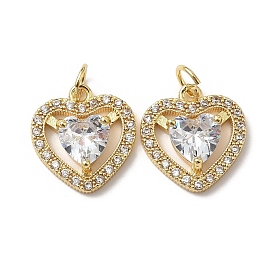 Латунные микро проложить кубического циркония подвески, стойки покрытие, сердце, без свинца и без кадмия, долговечный, с целью перехода в кольце