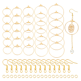 Набор для самостоятельного изготовления больших круглых сережек-капель, в том числе 304 подвески из нержавеющей стали, крючки для серег и прыгающие кольца