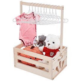 1 сумка-контейнер деревянная для хранения детских товаров, с 10шт. пластиковая детская вешалка