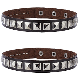 2 браслеты на руку из сплава и искусственной кожи, браслеты с заклепками для женщин