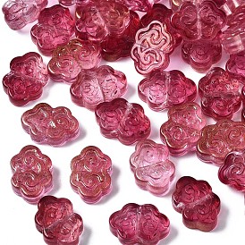 Transparent Spray Painted Glass Beads, with Glitter Powder, Auspicious Cloud