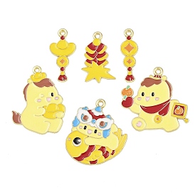 Подвески из эмалевого сплава на Новый год, золотые