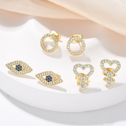 Серьги-гвоздики из латунного микро-паве, реальный 18 k позолоченный