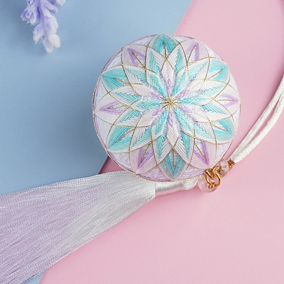 DIY Embroidery Temari Ball Kits, Including Iron Needles, Tape Measure, Cotton Threads, Metallic Cord, Polyester Threads, Tassels, Iron Eye Pins, Brass Findings