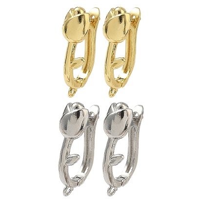 Латунная фурнитура для серег, цветок, без кадмия и без свинца, стойки покрытие, долговечный, защёлка с петлёй