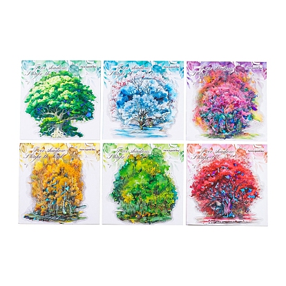 10Pcs 5 Styles 3D PET Adhesive Waterproof Stickers Set, Tree, for DIY Photo Album Diary Scrapbook Decorative