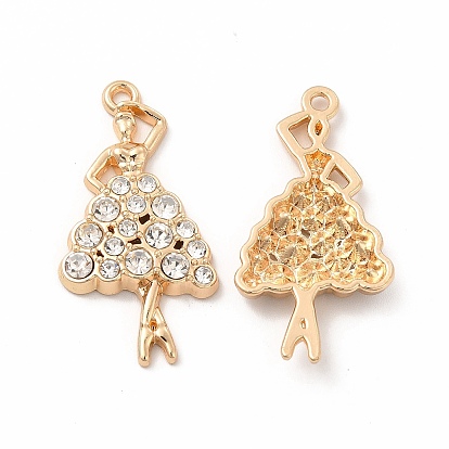 Rack Plating Eco-friendly Alloy Pendants, with Glass Crystal Rhinestone, Dancing Ballet Girl Charm